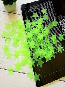 100pcs Glow-In-The-Dark Star Stickers, Plastic 3D Luminous Star Wall Decals For Bedroom, Living Room Atmosphere - Multicolor - View 15