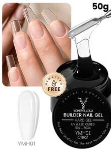 YOKEFELLOW 50克指甲延长胶，用于延长和加固指甲，透明延长胶，可卸除，UV/LED持久增厚胶，适合美甲沙龙使用，也是送给女性和女孩的节日礼物。新品 YMH01