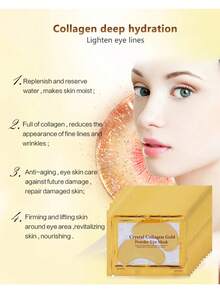 100 Parches Duo para Ojos Mascarilla de Colageno 24k oro Anti Envejecimiento - Dorado - Ver 9