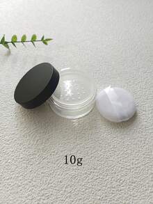 Multi-Functional Empty Rose Gold Powder Case With Powder Puff, Silver/Gold Spiral Cap, DIY Pigment Bottle, Includes Plastic Glitter For Nail Polish - Multicolor - View 8