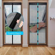 Cortina de Puerta Magnética,con sello magnético de cierre automático súper hermético,con Nylon Tiras de Alenamiento en los Lados,Cinta Sin Taladros, puerta de pantalla magnética malla. (200*80cm)