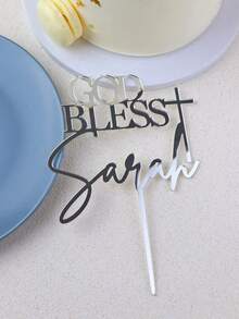Đồ trang trí bánh kem God Bless cá nhân hóa cho lễ rửa tội, lễ rước lễ lần đầu, lễ rửa tội, lễ thêm sức có tên kèm thánh giá trang trí - Chúa phù hộ - Xem 9