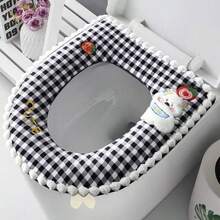 花卉蕾丝马桶座套，防水，农舍风格，适用于标准马桶，拉链设计，四季皆宜 - 彩色 - 查看 4