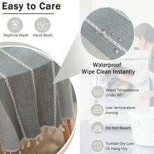 Mantel rectangular de algodón y lino con textura y flecos, mantel con patrón de rayas simples para comedor en casa y fiestas - Gris - Ver 9