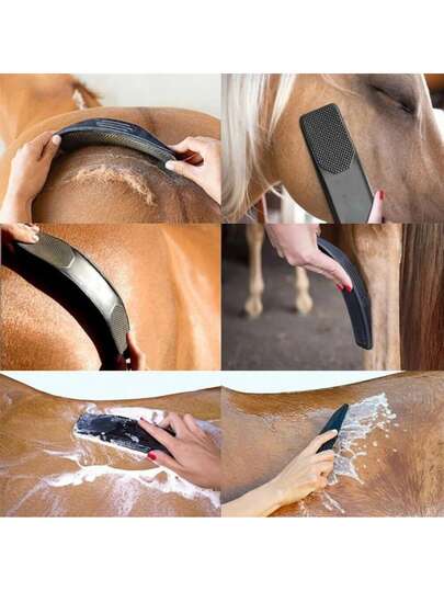 1 pieza, Cepillo grande de crin de caballo, herramienta multifuncional profesional de masaje y belleza con crin de caballo, 22.5*5.2*2.5 cm (Negro/Rojo/Azul)