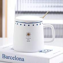 1 Set Simple Style Cup, Saucer & Spoon, Retro Japanese Ceramic Mug, Large Capacity Ceramic Water Cup, Women Office Coffee Cup, Breakfast Cup, Milk Cup, Minimalist Mug, Creative Ceramic Cup, Home/Office/Dorm Use - Multicolor - View 15