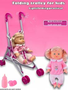 26厘米逼真娃娃，可尿尿、喝水、发出4种声音，配有奶瓶和奶嘴，粉色床，随机包含连衣裙印花，适合女孩的过家家礼物 - 粉紅色(衣服印刷隨機髮) - 查看 17