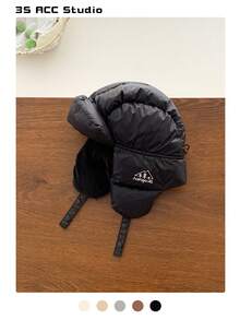 简约纯色乌沙卡帽,带保暖内衬,轻便保暖,男士飞行帽,户外骑行休闲多功能加厚护耳帽,带围巾,防风加厚护耳系带帽,适合骑行、滑雪等冬季运动。 - 彩色 - 查看 16