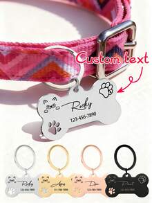 Ayotu Llavero personalizado anti-pérdida para gatos y perros, decoración de llavero, colgante anti-pérdida para mochila, etiqueta de identificación personalizada para perros, etiqueta de identificación personalizada para gatos, etiqueta de nombre de teléfono grabada personalizada, etiqueta de identificación para gatos - Multicolor - Ver 4