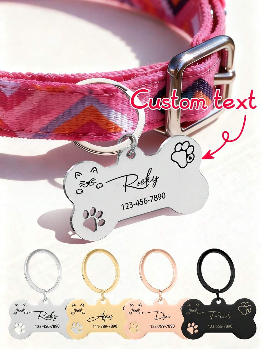 Ayotu Móc khóa chống thất lạc hình mèo và chó theo yêu cầu, phụ kiện trang trí móc khóa, mặt dây chuyền chống thất lạc cho ba lô, thẻ nhận dạng thú cưng tùy chỉnh cho chó, thẻ nhận dạng thú cưng tùy chỉnh cho mèo, thẻ tên khắc laser tùy chỉnh cho điện thoại, thẻ nhận dạng mèo.