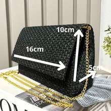 Women's 2-Piece Straw Crossbody Bag Set - Handbag And Evening Bag With Crossbody Strap - màu đen - Xem 9