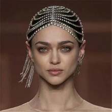Bohemia Hollow Rhinestone Mesh Headpiece Wedding Head Chain Jewelry For Women Luxury Crystal Headband Head Cap Hat Hair Accessories - Style 2 - View 11