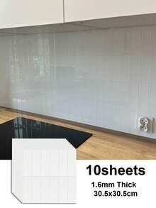 加厚设计自粘式防溅板，12英寸 x 12英寸 - 3D立体自粘瓷砖防溅板，适用于厨房、浴室、墙面，4片装/10片装/20片装 - 彩色 - 查看 14