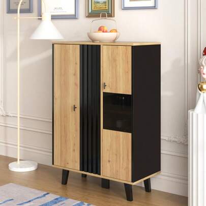 100 X 60 X 45 Cm Coffee Table In A Colored Wood And Black Design, A Living Room Table With A Side Table And Drawer, Versatile Storage, And A Unique Look. [OLD SKU: WF313223SAA]