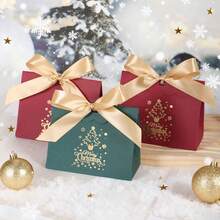 5/20 Pcs Christmas Tree Pattern Gift Theme Dessert Packaging Box, Biscuit Snack Gift Packaging, Christmas Candy Gift Packaging Gift Box - Wave Cover - View 5