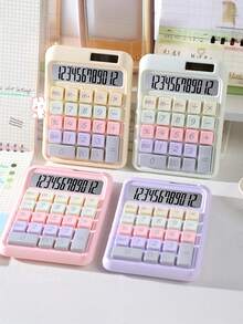 1pc 12-Digit Solar-Powered Dopamine Calculator, Made Of High-Quality Materials, Flexible Buttons, Solar + Battery Dual Power Supply, Suitable For Finance, Retail, Front Desk, School, Stylish Calculator - Single Piece - View 11