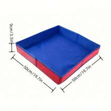 1Pc Large Portable Foldable Sand Table - Only For Those Over 14 Years Old - Durable Thick Oxford Non-Woven Fabric Structure, Wear-Resistant, Sturdy Foldable Structure Enhances Durability, Easy To Store And Transport, Lightweight Foldable Design, All-Weather Outdoor Beach Game Accessories, Blue/Red Square Sand Box, And Materials, Summer Outdoor Game Toys