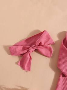 Baby Girl Jumpsuit With Round Neck, Cap Sleeves, Long Sleeves, Footed, Fashionable & Stylish Design For Newborn Infant - Hot Pink - View 5