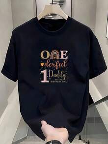 Camiseta bohoíris neutra para el primer cumpleaños de papá: ¡maravillosa! Camiseta de manga corta de algodón de 220 g, impresión por una cara - Negro - Ver 7