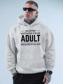 sweat-shirt à capuche pour hommes avec motif jaune - Imprimé "Je suis souvent confondu avec un adulte car j'ai l'air jeune", Sweat-shirt-shirt casual à manches longues avec poche, pour l'automne et l'hiver, vêtements d'automne et d'hiver | sweat-shirt à capuche imprimé drôle | Sweat-shirt-shirt confortable - Noir - Voir 8