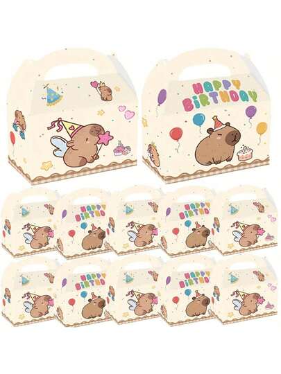 12pcs Capybara Themed Gift Boxes - Assorted Colorful Patterns - Great For Party Favors, Birthday Gifts And Gift Wrapping, Home Decor, Birthday Decorations, Birthday Party Decorations, Party Supplies, Party Decorations, Wedding Decorations, Wedding Season, Christmas, Christmas Decorations, Christmas Ornaments