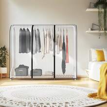 Syeeiex 6ft Transparent Clothes Rail Cover Strong Zipped 182cm Hanging Coat Large Protective Garment Cover For Clothes Rack - 6 pies (182 x 152 x 50 cm) - Ver 6