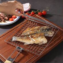 1 件不锈钢烤鱼夹，家用折叠烧烤架，户外烧烤烤鱼夹，烧烤架工具 - 彩色 - 查看 9