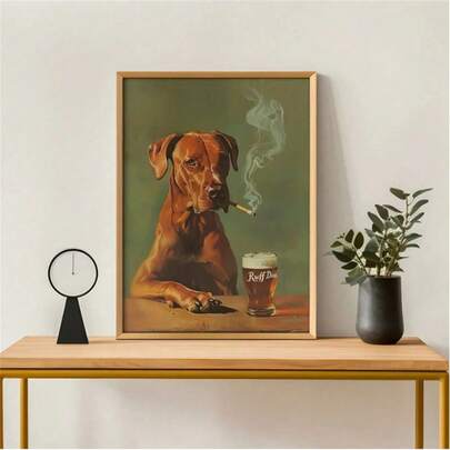 1 Pc Ruff Day Funny Dog Print, Vintage Drink Poster, Bar Wall Decor, Retro Beer Poster, For Man Cave Dog Wall Art, Poster For Game Room, For Living Room Decor, Bedroom Decor Gift, Modern Minimalist Style Posters, Living Room And Room Decoration, Bathroom Decoration, Ideal Gift, No Frame