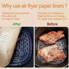 100 张 9 英寸方形空气炸锅烘焙纸垫 - 天然未漂白木质烘焙纸，适用于 5-8 夸脱空气炸锅，不粘，适合圣诞节、万圣节、复活节、感恩节等节日。 - 彩色 - 查看 3