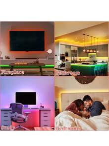 1pc 44-Key Remote Control LED Strip Light, Suitable For Bedroom, Living Room, Home Decor, Party Lighting, Adjustable Color & Mode,LED Strip Lights RGB 44 Key Controller Night Light, Living Room, Kitchen, Christmas Party, Halloween Party Festival, Bedroom Small Night Light, LED Strip USB Light LEDs Flexible LED Tape 1m/2m/3m/5m For TV, Computer, Cabinet Backlight - Colored Light - View 4