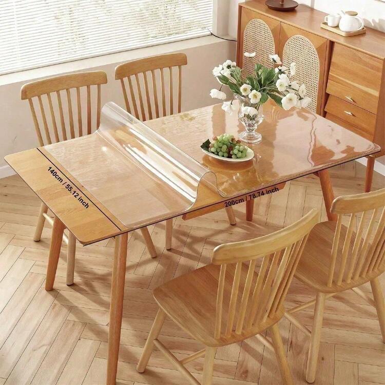 1pc 0.25mm Thick Transparent PVC Tablecloth Protector, Odorless, Waterproof, Oil-Resistant, Heat-Resistant, Suitable For Hotel, Home, Coffee Table, Desk, Computer Mat - White - View 39