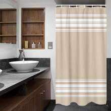 1pc Modern Striped Shower Curtain - Durable Polyester Fabric, Machine Washable With Hooks Included, Beige & White Stripes For All-Season Bathroom Decor, Contemporary Home Aesthetic - ngẫu nhiên - Xem 8