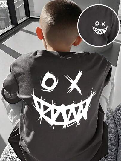 3pcs/Set Young Boys Graphic Print Short Sleeve T-Shirts