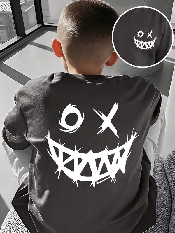 3pcs/Set Young Boys Graphic Print Short Sleeve T-Shirts