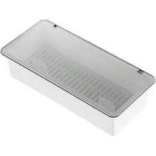 TFKI White Flatware Tray Kitchen Drawer Organizer With Lid And Drainer - Plastic Kitchen Cutlery Tray And Utensil Storage Container With Cover - 11.0 Inch Silverware Holder Drawer Organizer - 白色 - 查看 1