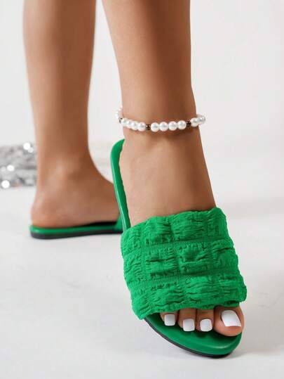 Sandale țesute cu model de diamant pentru femei, toamnă/iarnă, pentru plajă, potrivite pentru primăvară, papuci de casă pentru femei, ținute de Crăciun