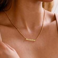 Mimimalist Personalized Name Necklace, Custom Name Necklace With Curb Chain, Gold Necklace With Name For Women, Christmas Gift For Mother Mother's Day Gifts - Multicolor - View 5