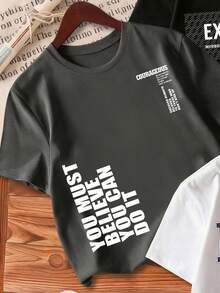 3pcs Young Boy Letter Print Short Sleeve T-Shirt Set - Multicolor - View 3