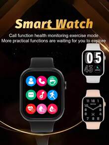 Reloj inteligente unisex, pantalla táctil completa de 1,85", múltiples modos deportivos, resistente para uso en exteriores, equipado con notificación, visualización del clima, control de cámara, podómetro, resolución de pantalla de 240p, batería de 200mAh, pantalla IPS, batería de polímero de litio, carga USB, compatible con varios idiomas - Negro - Ver 4