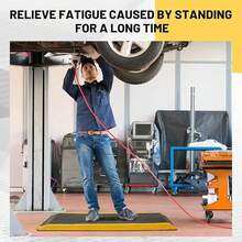 Tapete Antifatiga Anti-derrapante Industriales De 120*60 Cm,Alfombrillas antifatiga industriales, resistentes de grado comercial con placa de diamante de vinilo antideslizante, ergonómica, de pie, color negro con borde - Negro - Ver 3