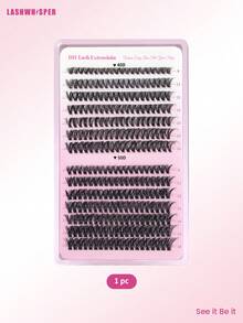 560片/套 DIY假睫毛簇，40D/50D/60D/80D卷度，9-16毫米自然柔软轻盈可重复使用单根睫毛，带刷子，适合日常妆容 - 粉色 - 查看 12