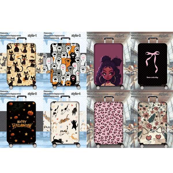 1 Pc 300g/M2 Meow Fun Travel Series Printed Pattern, Thickened Suitcase Protective Cover, Thickened Suitcase Accessories, Suitable For Business Trips, Vacations, Travel, Luggage Check-In, Back-To-School, Add Color To Your Suitcase. Suitable For 20-28 Inch Suitcases.