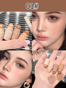 4-In-1 Highlighter & Concealer Stick, Matte Finish, Moisturizing, Enhanced Coverage, Creates Natural Flawless Makeup Look, Suitable For Daily And Party Makeup, Great Gift For Birthday, Valentine's Day, Party, Etc. - 彩色 - 查看 11