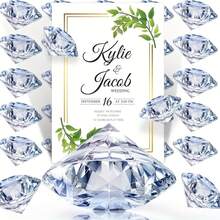 3/10pcs Elegant Acrylic Diamond Table Card Holders, Transparent Resin Table Number Plate Stands, Perfect For Wedding Decor, Party Decor, Room Decor And Home Decor - Multicolor - View 9
