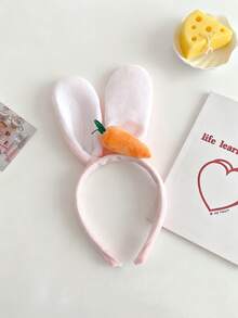 1pc Colorful Plush Carrot Rabbit Ear Headband For Women, Cute & Versatile, Suitable For Ladies/Girls Daily Wear, Holiday Party