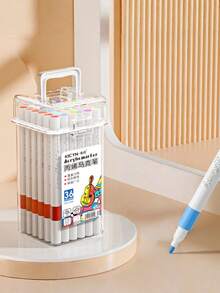 Bộ bút dạ acrylic 120 màu đựng trong hộp, dụng cụ vẽ tranh cho học sinh, đồ dùng nghệ thuật nhỏ cho trường học và văn phòng phẩm, quà tặng sinh nhật/tân niên (Thiết kế hộp ngẫu nhiên) - Nhiều màu - Xem 7