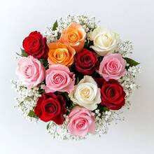 Valentine's Day Fake Flower Gift, Artificial Rose Bouquet Set In Red Pink White Blue, Fake Flowers For Anniversary, Birthday, Home Decor - Multicolor - View 3