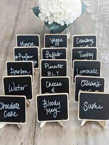 20pcs Mini Chalkboard Display Boards, Home Decor Signs, Mini Message Boards Wooden Blackboards, Suitable For Wedding, Holiday Party, Baking Display, Hotel, Banquet, Dessert, Place Cards, Mother's Day, Graduation Ceremony, Party Display Signs - Black - View 2