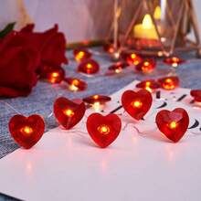 Dây đèn hình trái tim cho ngày lễ tình nhân, trang trí cầu hôn, bao bì hộp quà, đạo cụ chụp ảnh cưới, đèn LED - Nhiều màu - Xem 12