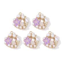 Set de 5 colgantes con diseño de medusa/cangrejo/estrella de mar, con estilo de pintura al óleo vintage con temática oceánica, combinando un estilo retro y de vacaciones, adecuado para hacer collares, pulseras, llaveros, encantos de bolso, accesorios de joyería para vacaciones en la playa